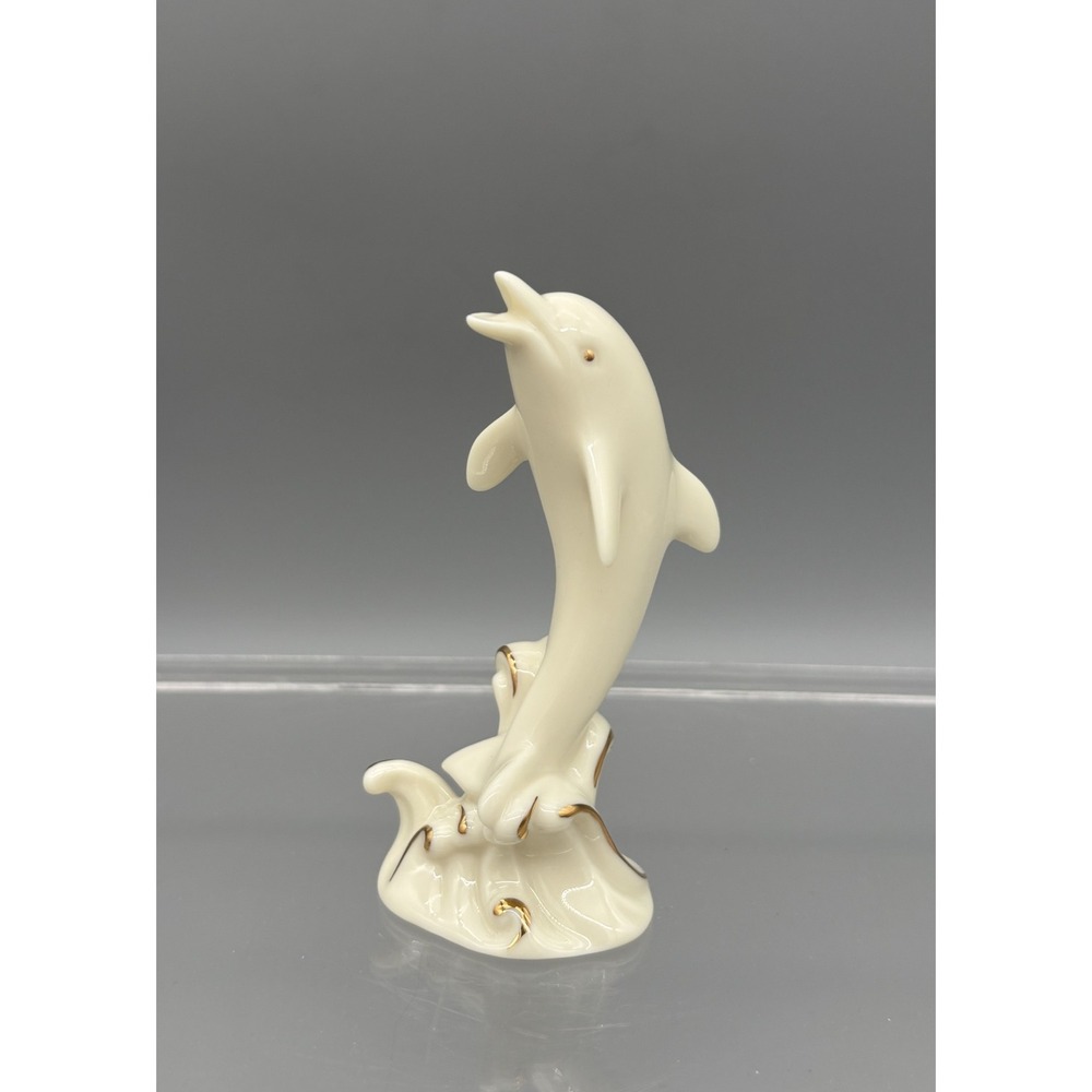 Lenox Fine Ivory China Dolphin Porcelain Gold Accent Handcrafted 4" Tall Vintage